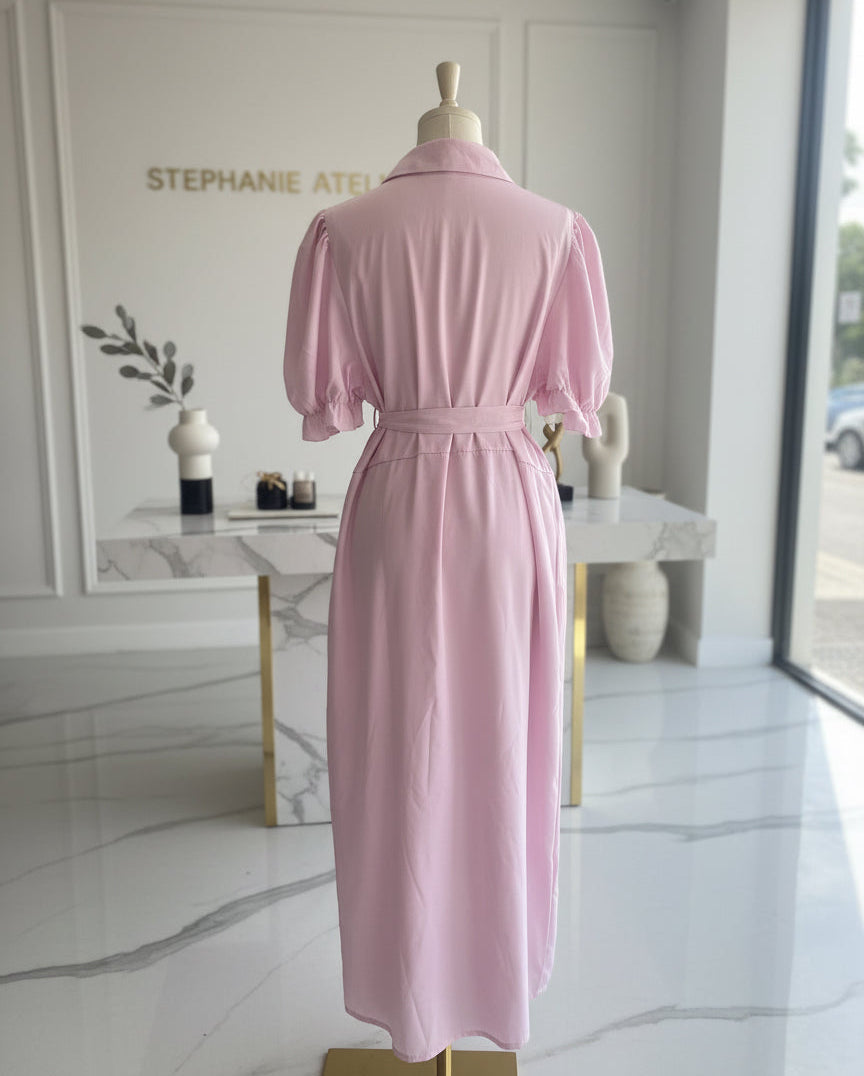 VESTIDO LARGO ROSA PLUS