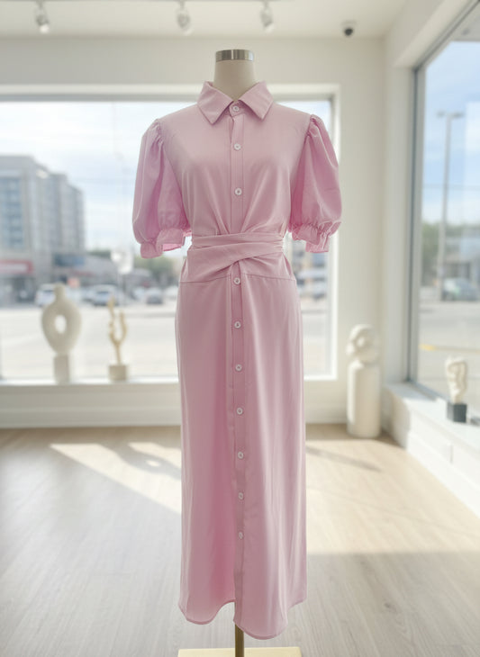 VESTIDO LARGO ROSA PLUS